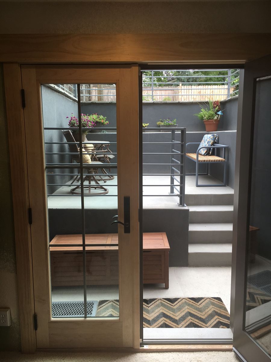 Walkout basement with French doors opening to the yard